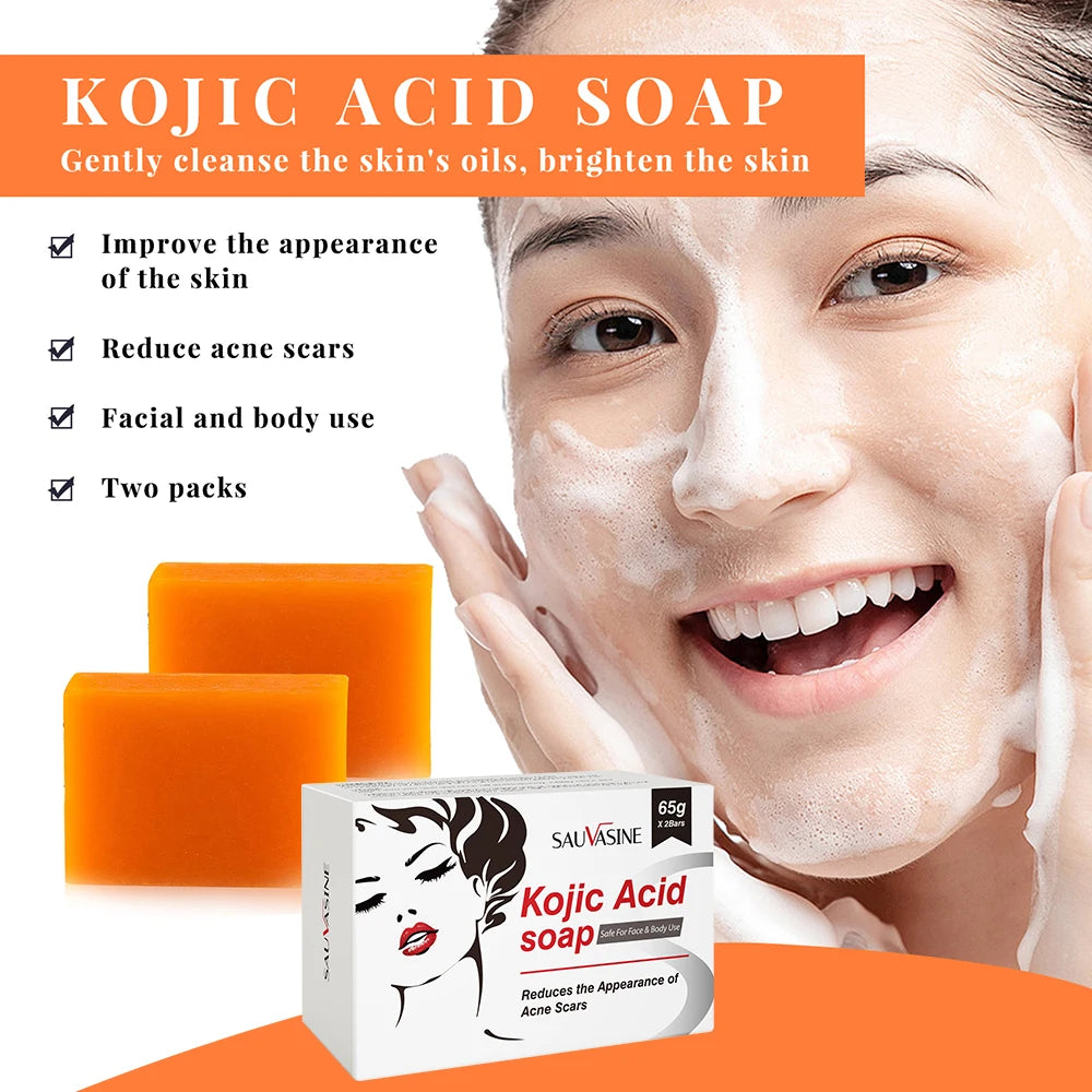 2/4PCS Kojisäureseife Gesichts- und Körperpflege Handgemachte Seife für Frauen Männer Gesichtschaum Reinigend Feuchtigkeitsspendend Aufhellende Seife Beauty-Tools