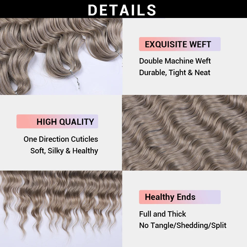 FASHION IDOL 24-Zoll Häkelhaar Synthetische Wasserwelle Flechthaarverlängerungen Ombré Regenbogenfarbe Kunsthaar Deep Wave Lockenhaar