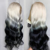 Charism Synthetic Lace Front Wig 60 Platinum Blonde To Black Ombre Wig Pre Plucked Natural Hairline Lace Frontal Wigs For Women