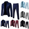 1 Set Stylish Formal Suit Temperament Men Pants Turndown Collar Pure Color One Button Suit Set Daily Wear