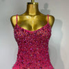 Luxury Rhinestones Sexy Mesh See Through Bodycon Dress Women Birthday Evening Cocktail party Gown Red Carpet Club Stage Outfit