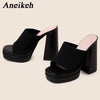 Aneikeh Sexy Gestrickte Wolle Chunky Plateau Sandalen High Heels Damen Peep Toe High Heel Sommer Nude Party Kleid Pantoletten Sandalen Schuhe