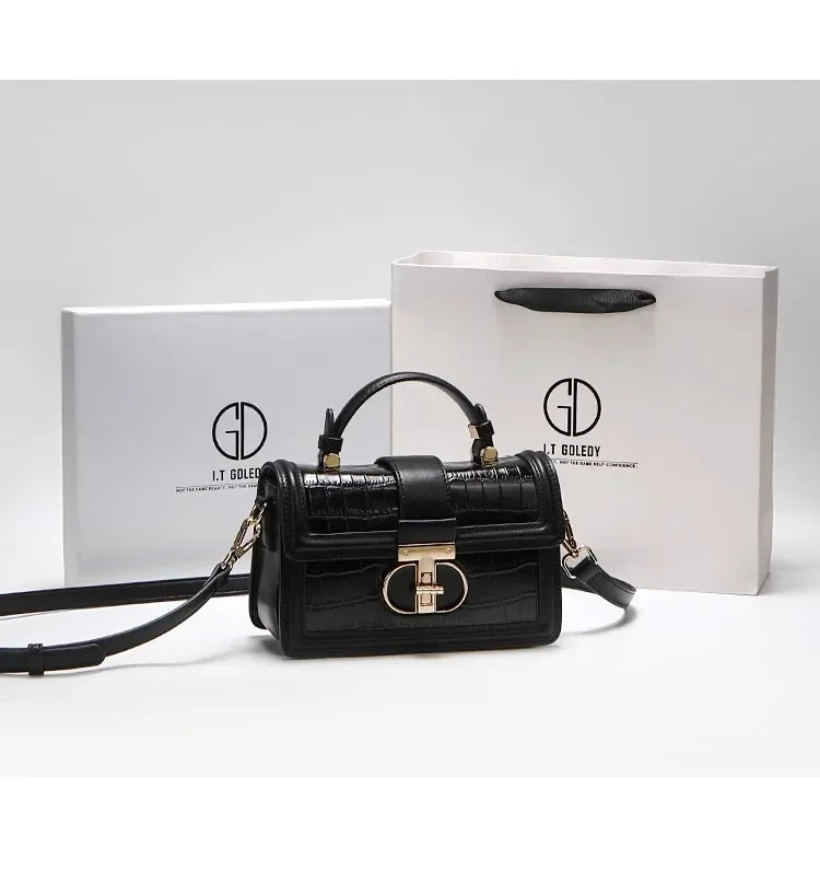 Luxuriöse Designer-Taschen mit hochwertigem Alligator-Prägeleder und zartem Metalldesign, tragbare Umhängetasche für Damen