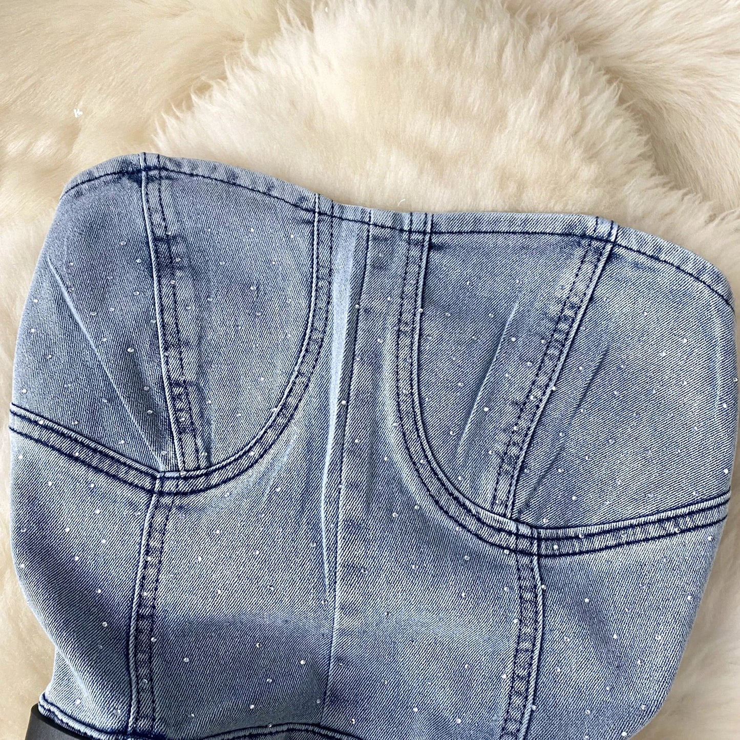 Damen Jeans Jumpsuit Sommer Playsuit Mode Hot Drill Hoher Bund Schmal Ärmellos Trägerlos Gürtel Outfits