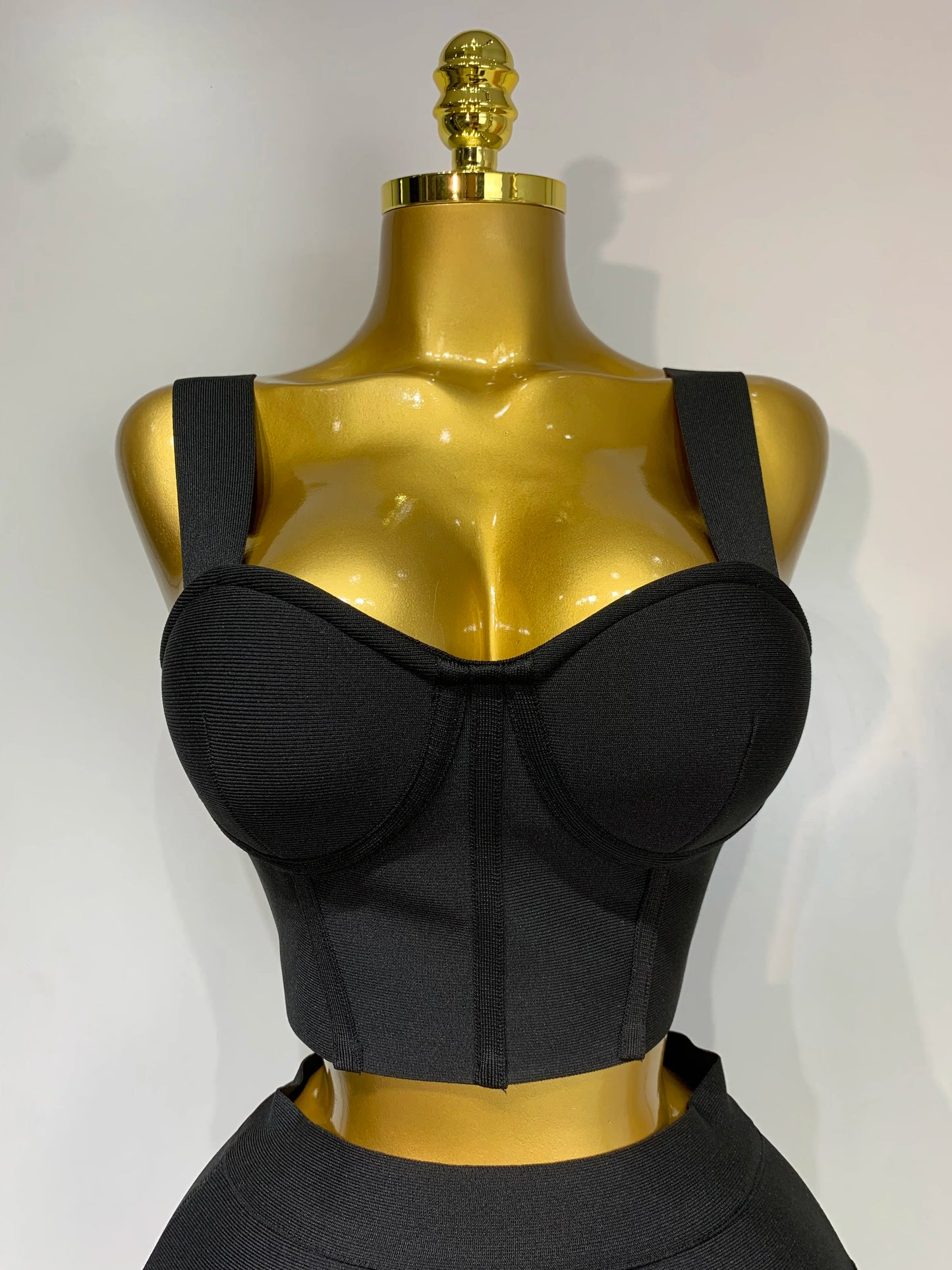 Damen sexy Top kurzer Rock Bodycon Bandage Zweiteiler Sets Weiß Schwarz 2025 Abendparty Luxus Geburtstag Outfit Nachtclub Anzüge