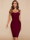 BEAUKEY Summer White Rhinestone Bandage Evening Dress Women Luxury Maxi Spaghetti Strap Red Club Celebrity Evening Party Vestido