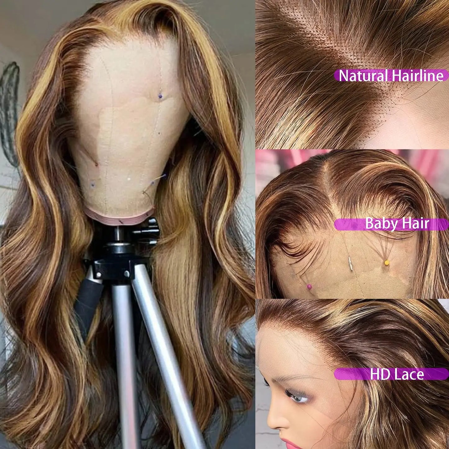 360 HD Lace Frontal Perücken 4/27 Highlight Perücke Body Wave 13×6 13X4 Lace Front Perücken für Frauen Echthaar Loose Wave Virgin Brazilian
