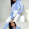 Zadily 2025 Summer Korean Style Long Sleeve White Shirt Women Sexy Button Ladies Crop Tops Blouse Street New In Female Clothing