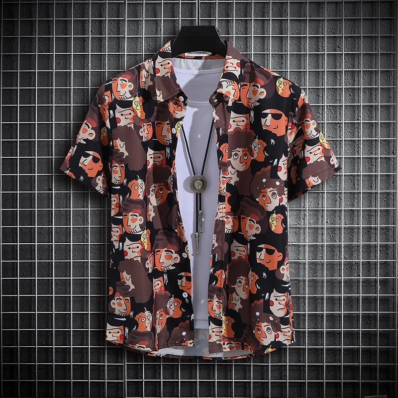 Unisex Graffiti Short Sleeve Shirt Turtleneck Polo Tops Shirts for Men  Men Clothing Four Seasons