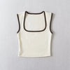 Woman Fashion Slim Solid Contrust Camis Casual Sleeveless Tanks Square Collar Crop Tops Clothing Streetwear Mujer 2024 Y2k