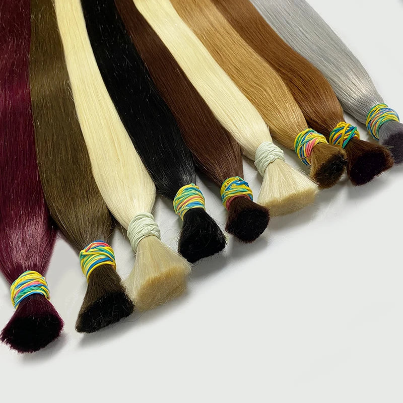 Human Hair Bulk No Weft Vietnamese Hair Virgin Remy Straight Hair Bulk 12-30inch 100g 100% Real Natural Hair Extension Grey 99j