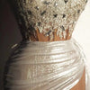 Gold Color Women Sexy 2 Pieces Strapless Bodycon Mini Dress Bar Singer Nightclub Party Celebrate Birthday Dress Wholesale