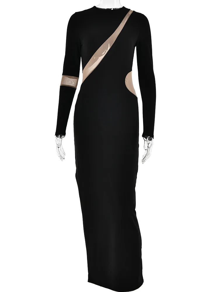 Articat-Women's Split Long Sleeve Midi Dress, Sexy Hollow Out, Split, Irregular, Irregular, Party, Club, Evening