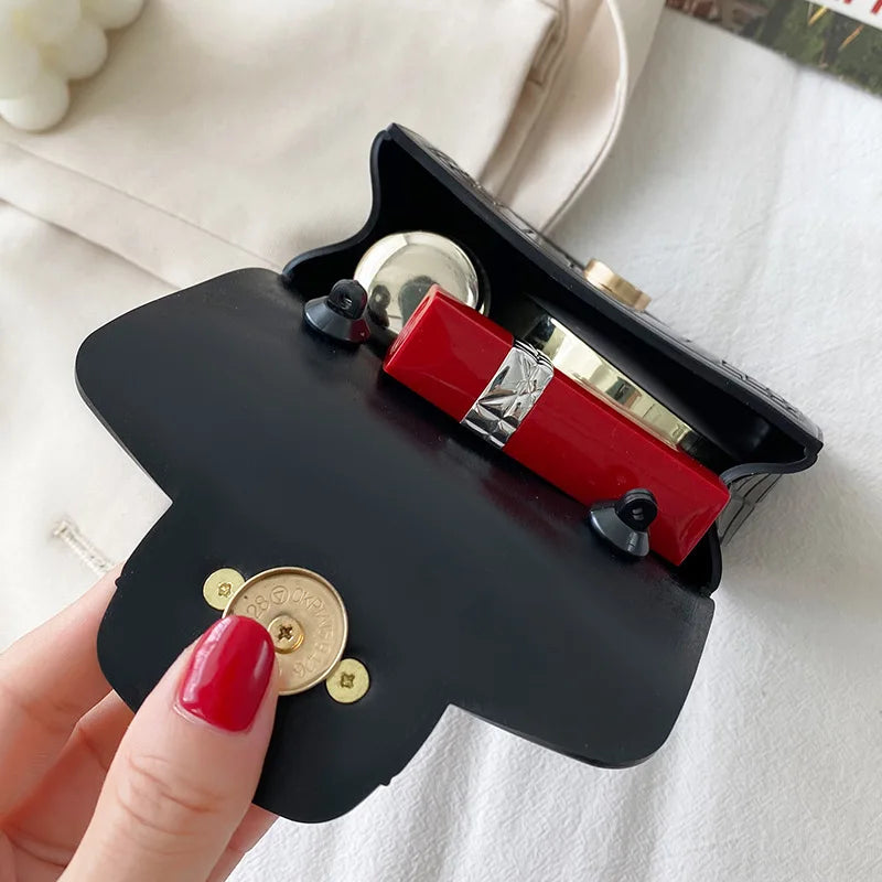 Fashion Mini Handbags PVC Crossbody Coin Purse Crocodile Pattern Pearl Handbag Plastic Small Chain Jelly Bag For Girl Wholesale