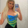 Bandage Halter Hot Sexy Navel Pink Crop Top 2021 Summer Sexy Female Art Print Sleeveless Fashion Slim Tight Party Club Outer