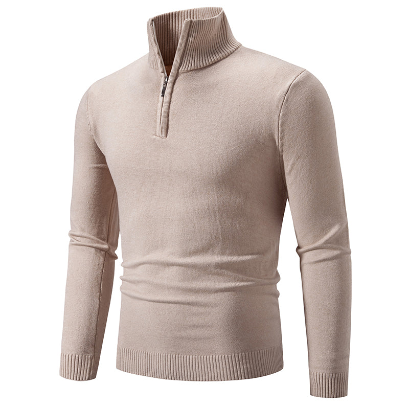 New Men's Sweater Half Zipper Pullovers Winter Warm Stand Collar Turtleneck Cotton Knitted Sweater Men Solid Color Sweatwear