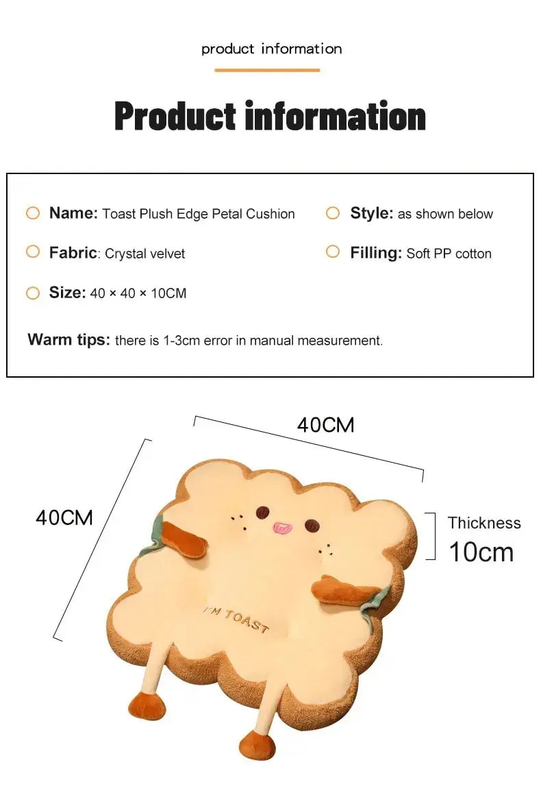 1 Stück Simulation Brot Toast Kissen Gefüllt Memory Foam Kissen Sofa Stuhl Dekor Sitzkissen Niedliche Studenten Stuhlauflage