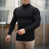 Spring Autumn Classic Black Ribbed Knit Roll Neck Jumper Mens New Fashion Slim Fit Thin Turtleneck Pullover Knitwear Sweaters