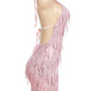 Kliou Tassel Patchwork Shiny Mini Dress Women Halter Bandage Stunning Backless Sleeveless Skinny Vestido Female Party Clubwear