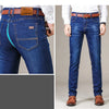 Business Men's Jeans Casual Straight Stretch Fashion Classic Blue Black Work Denim Trousers Male Brand Clothing