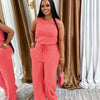 Solid Casual Jumpsuit for Women Sleeveless Drawstring High Waist One Pieces Rompers and Jumpsuits Summer Outfits Combinaison