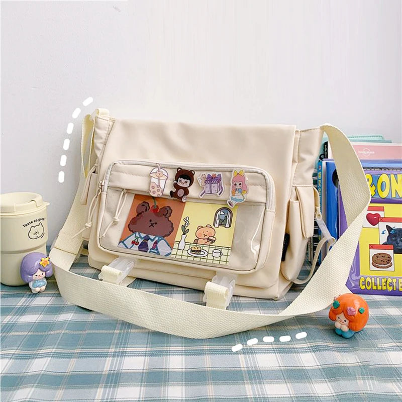Y2K Waterproof Canvas School Bags Messenger Bag Women Handbags Student Shoulder Bag Fashion Large Capacity Crossbody Bag Itabag