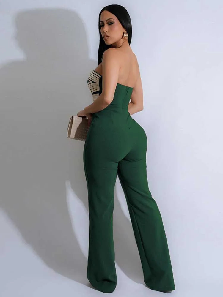 Damen Sommer Trägerloser Jumpsuit Sexy Einteiler Outfits Cut Out Taille Party Jumpsuit Kleidung Damen Langer Rückenfreier Overall