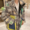 2023 Europäische Station Winter Neue Daunenjacke Damen Warm Mode Kurze Farb-Patchwork Graffiti dicke Weiße Entendaunenjacke