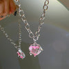 Y2K Rosa Planet Herz Zirkon Anhänger Halsketten Frauen Mode Ästhetische Schlüsselbeinkette Halskette Valentinstag Geschenk Party Schmuck