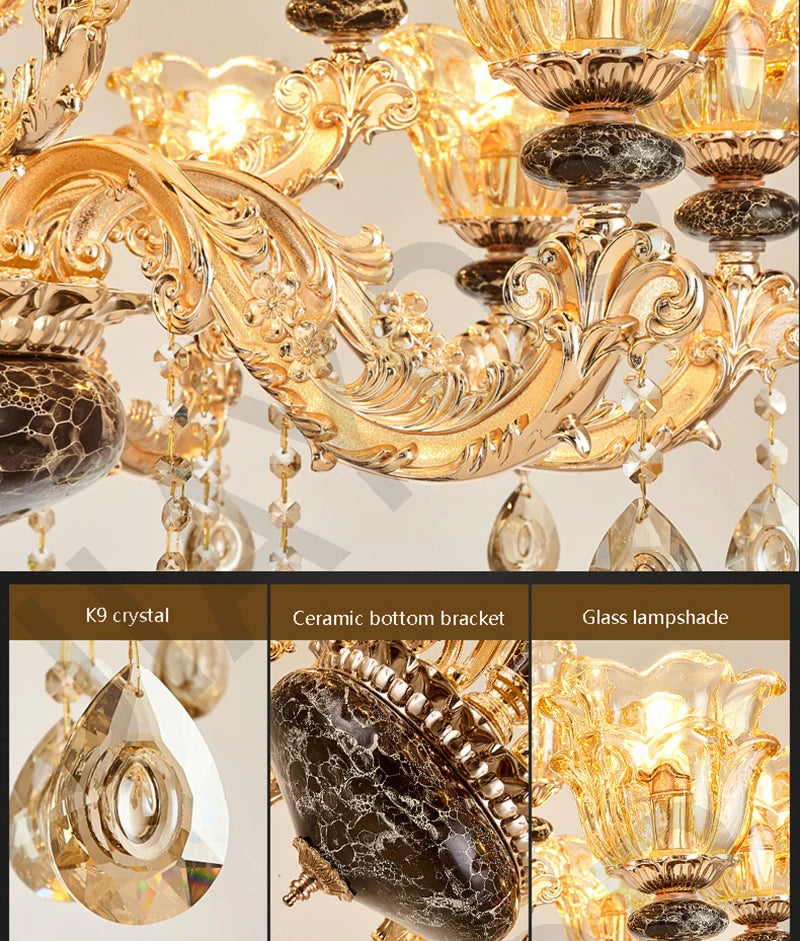 Kronleuchter Wohnzimmer Groß Luxus Kristall Lampe Esszimmer Schlafzimmer Dekoration Französischer Retro Kronleuchter Beleuchtung