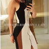 Damenkleid 2024 Elegant Pendler Ärmellos Kontrastfarbenes Paneel Reißverschluss Sexy Hohe Taille Mittellanges Kleid