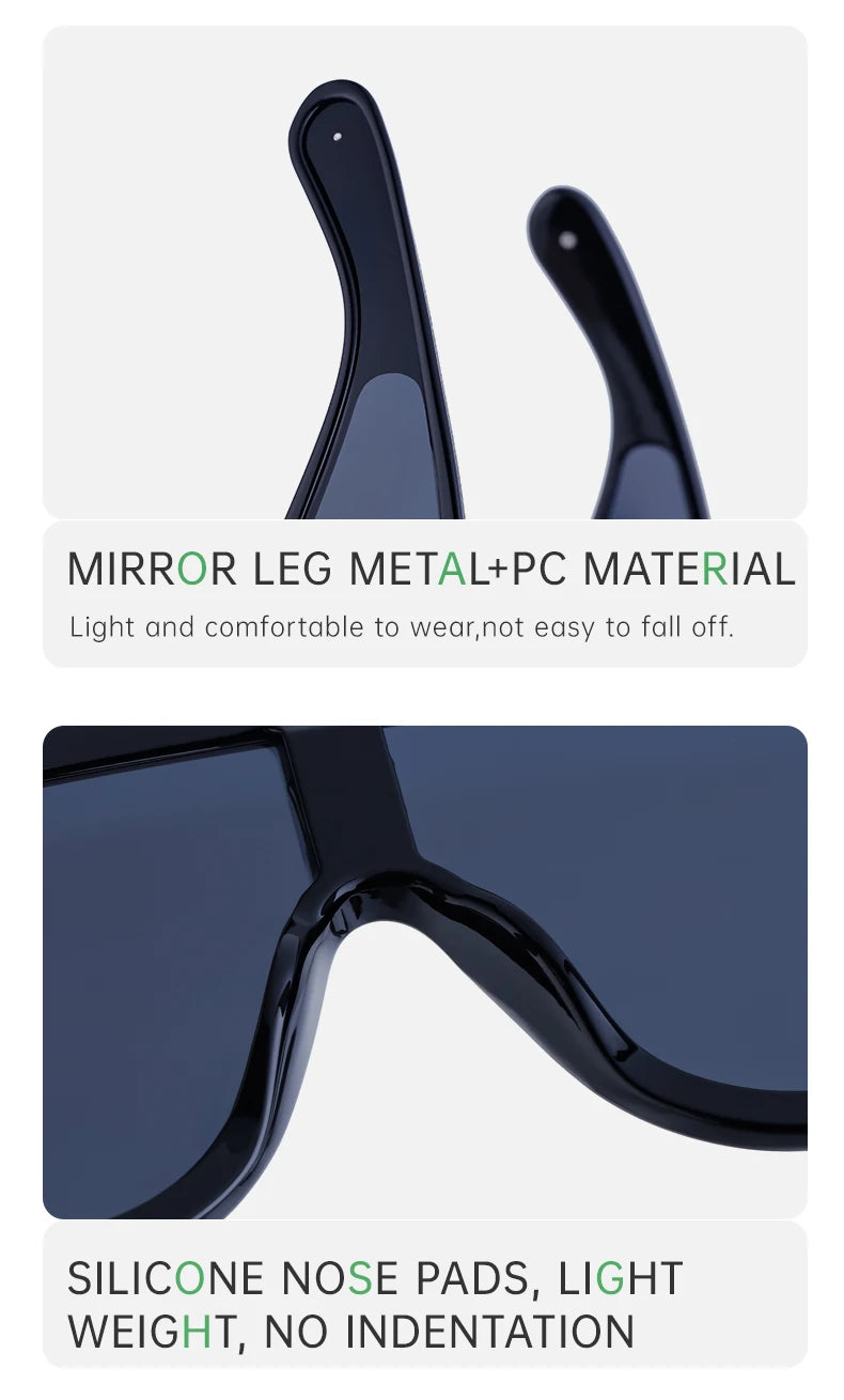 Oversized Wellen-Masken-Sonnenbrille Einteilige Damen-Sport-Y2K-Punk-Sonnenbrille für Damen 2024 Luxusmarke Steampunk-Brillen-Goggle