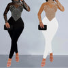 Elegant Women Jumpsuit Streetwear 2024 Spring Fashion Versatile Casual Solid Color Hot Diamond Long Sleeve Jump Suits for Female