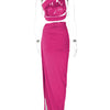 Ladies Spring 2 Pieces Sleeveless Backless Strap Spit Crop Top Side Slit Slim Fit Maxi Skirt Set Women Evening Party Clubwear