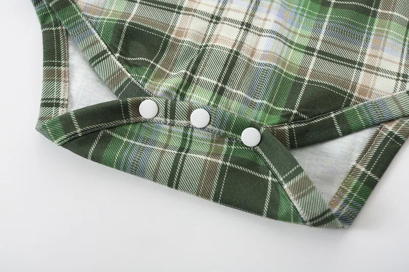 5Piece Spring Boy Clothes Korean Fashion Plaid Long Sleeve Bodysuit+Pants+Tie+Hat+Straps Baby Luxury Clothing Newborn Set BC1683