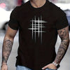 Summer Men's 100% Cotton Casual Loose Size Graphic Line Print Round Neck Short Sleeve T-shirt Top