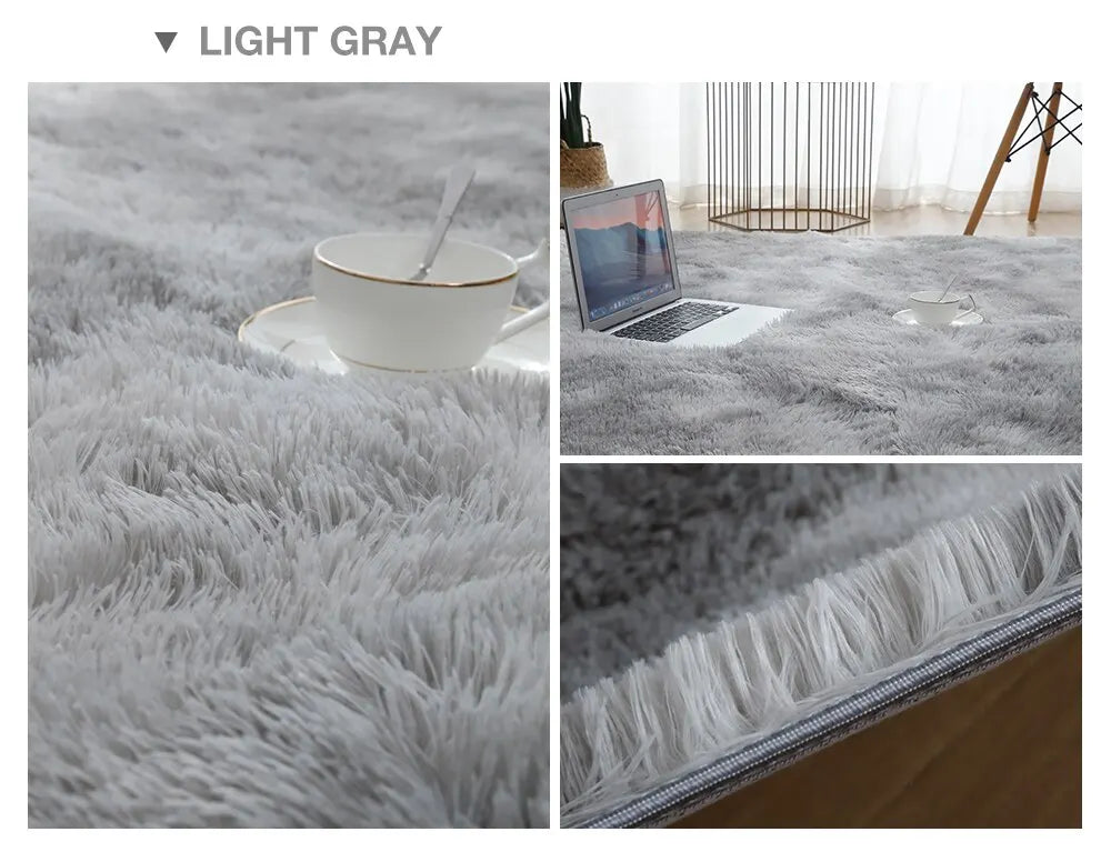 Grauer Teppich für Wohnzimmer Plüsch Teppich Schlafzimmer Boden Flauschige Matten Anti-Rutsch Home Decor Teppiche Weiche Samt Teppiche Kinderzimmer Decke