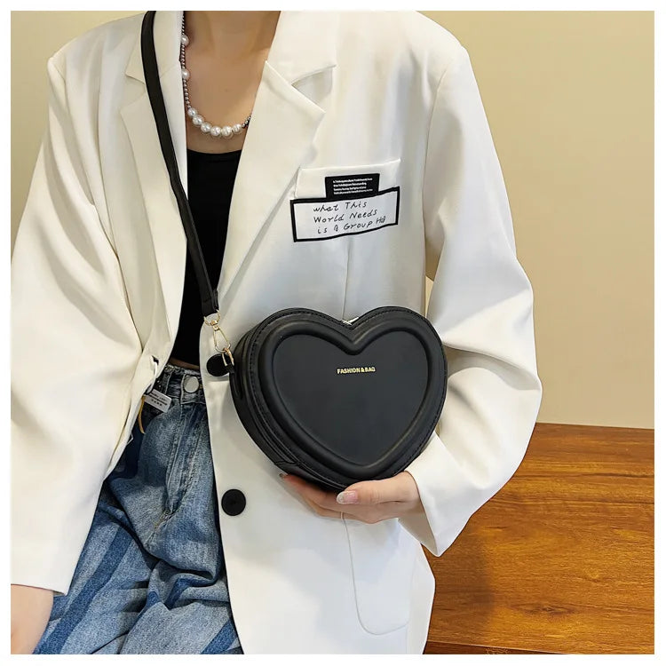 Fashion Heart Shape Crossbody Bags For Women New Solid Pu Leather Shoulder Bag Casual Ladies Handbags Designer Women Bags сумка