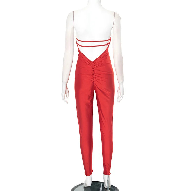 Black White Red Streetwear Tunics High Waist Overalls New Women Backless One Piece Jumpsuits Sexy Sleeveless Strapless Playsuits