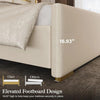 King Size Bed Frame with 55.12" Tall Headboard, Modern Luxury Velvet Upholstered Platform Bed with Gold Trim, Wide, Custom
