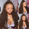 Chocolate Brown Curly Human Hair Wigs 13x4 13x6 Deep Wave Lace Frontal Wigs For Women Pre Plucked 100% Brazilian Human Hair Wig