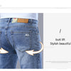 Frühlings Herren Hellblaue Slim Jeans Stylische Lässige Stretch Denim Hose Klassische Chinohose Rauchgrau
