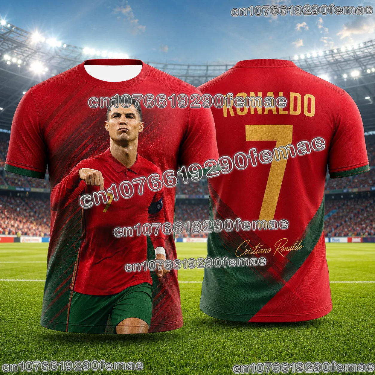 2026 New Ronaldo No.7 Football Jersey Oversized Breathable Training Uniform Soccer Shirt Kids Adult Match Fan Sportswear Tee