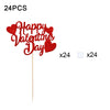 YOMDID 24tlg. Happy Valentines Day Cupcake Toppers Glitzer Rot Dekorationen Valentinstag Cupcake Spieße Geschenk zum Valentinstag