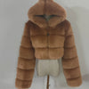 Women Warm Faux Fur Coat Winter Vintage Gradient Jacket Furry Outerwear Jackets Hooded Coats Plus Size Autumn Winter Streetwear