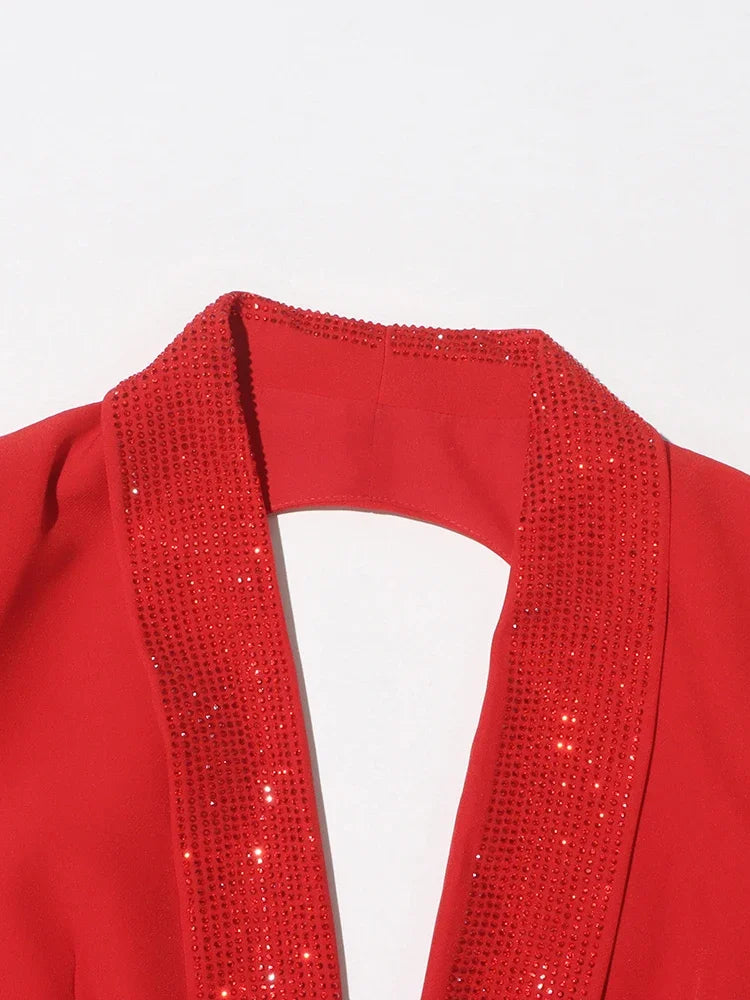 TWOTWINSTYLE Solider Blazer mit Aushöhlungen für Damen, Schalkragen, Langarm-Tunika, gespleißter Knopf, Temperament-Blazer Weiblich KJA501707