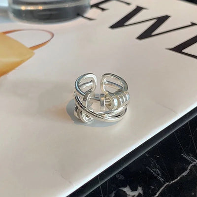 Vintage 925 Sterling Silber Schnalle Verlobungsringe für Frauen Paare Neue Mode Kreativer Geometrischer Handgemachter Party Schmuck Geschenk