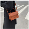 Solid Plaid Crossbody Bags For Women, Chain Decor Fashion Shoulder Bag Ladies Handbag For Daily Used