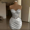 LIVANKA  Fashionable Sheath Homecoming Dresses For Women Pearls Pleat Ruched Satin Vestidos De Festa Customized Plus Size