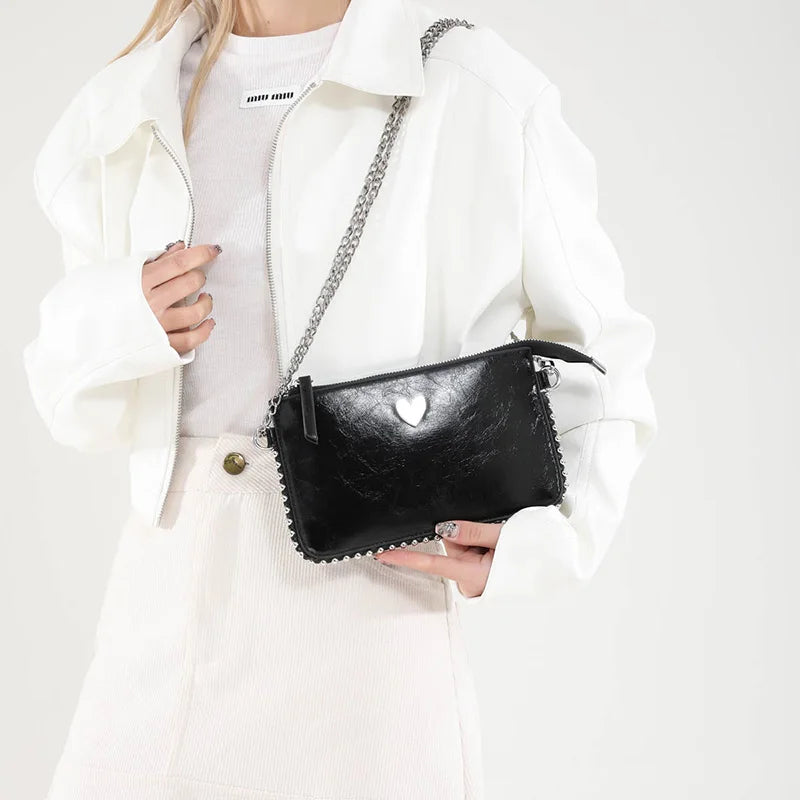 Einfarbige Design-Umhängetaschen für Damen, Mode-Ketten-Handytaschen, Mode-Schulter-Kuriertasche, Sac A Main weiblich